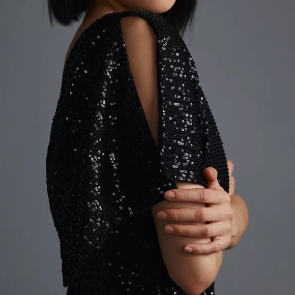 Anthropologie Let Me Be One-Shoulder Mini Dress SEQUINED - Picture 3 of 8